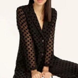 J.CREW COLLECTION Long Parke Blazer in Black Velvet Dot Sheer Size 6